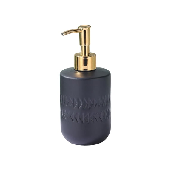 Tunhigl 320ml Refillable Glass Soap Dispenser with Gold Pump, Embossed Design, for Bathroom & Kitchen