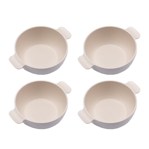 Tunhigl 4 Pack Wheat Straw Double Handle Bowls, Unbreakable Heat Resistant Thickened Noodle Soup Bowl For Home Dorm Camping Tableware