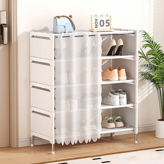 Tunhigl 4-Tier Shoe Rack, 12 Pairs of Shoes Sturdy Shoe Organizer for Closet Floor, Space Saver Shoe Rack, Organization Shelves