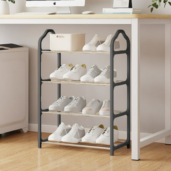 Tunhigl 4-Tier Shoe Rack, 8 Pairs of Shoes Shoe Organizer for Entryway, Space Saver Shoe Rack Organization Shelves