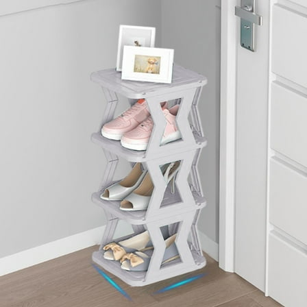 Tunhigl 4-Tier Shoe Rack for Closet, Sturdy Shoe Organizer, Shoe Shelf Holds up to 4 Pairs of Shoes, Space Saver Shoe Rack Organization Shelves Gray