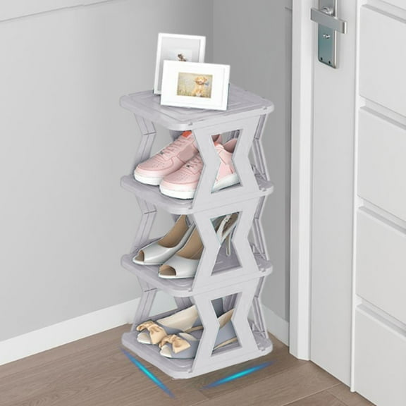 Tunhigl 4-Tier Shoe Rack for Closet, Sturdy Shoe Organizer, Shoe Shelf Holds up to 4 Pairs of Shoes, Space Saver Shoe Rack Organization Shelves Gray