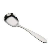 Tunhigl 410 Stainless Steel Square Flat Bottom Spoon - Versatile Kitchen Tool for Desserts, Rice, Soup & Coffee - Mirror Polished Creative Utensil Silver