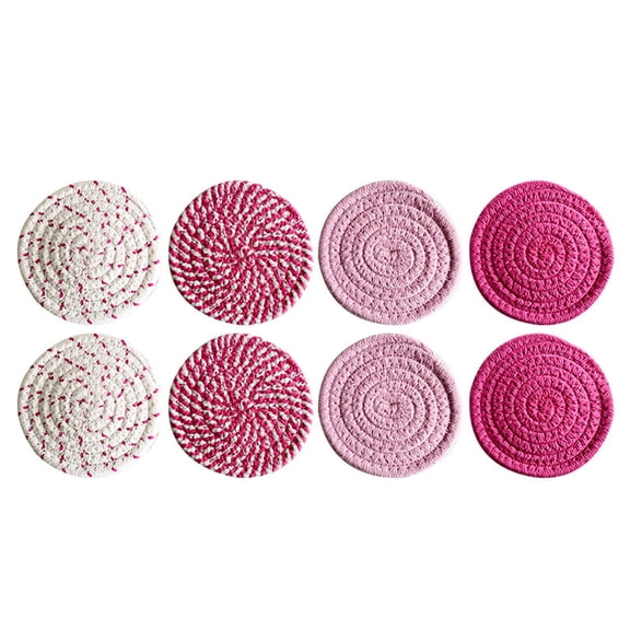 Tunhigl 4Pcs Rope Woven Coaster Set, 4.3 Inch Absorbent Heat Resistant Drink Pads for Coffee Tea Cups Home Decor
