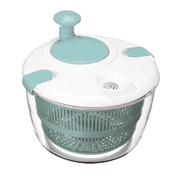 Tunhigl 5-Quart Vegetable Dehydrator & Fruit Hand Throw Water Kitchen Basket - Easy Spin Dry, Transparent Bowl Base, Non-Slip Design Light Blue