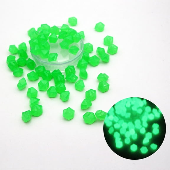 Tunhigl 50Pc Glow in the Dark Aquarium Stones, Icechunk Night Light Pebbles, Non-Toxic Resin Fish Tank Decor, Safe & Easy Instant Glow, DIY Garden Pathway & Party Accent Mint Green