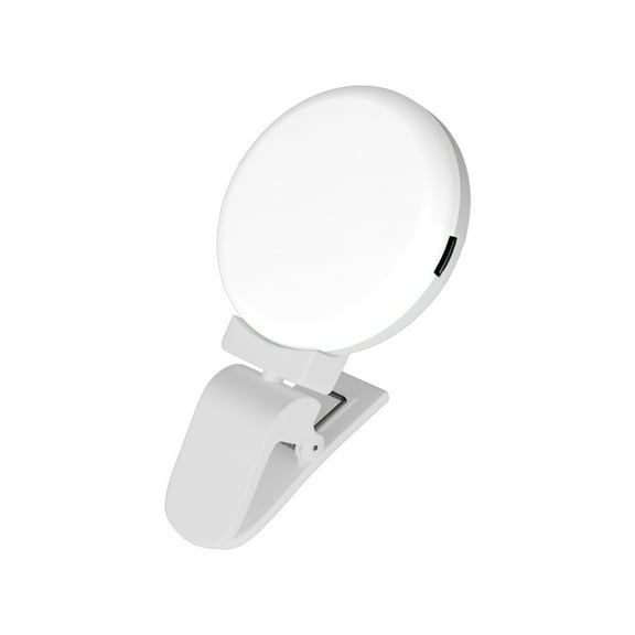 Tunhigl 60 LED Ring Light for Selfies, Makeup, and Video: Rechargeable Clip-On Light with Adjustable Brightness and Color Temperature for Phones and Laptops White