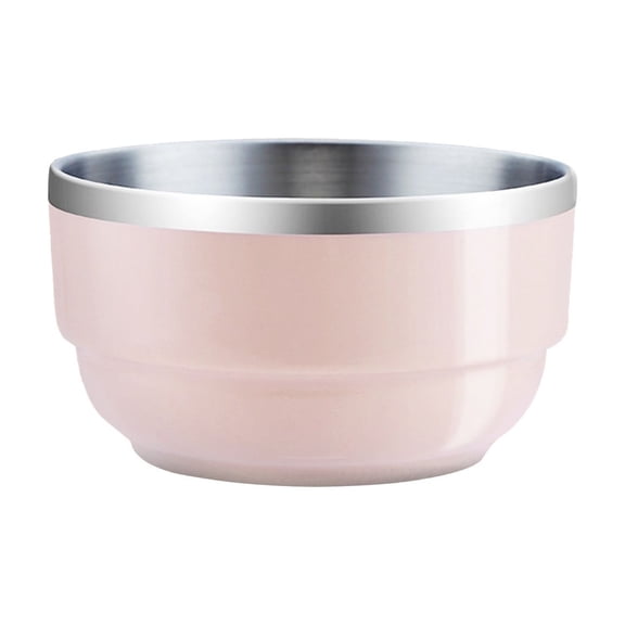 Tunhigl 6in Plastic Outer Coated Stainless Steel Round Bowl, Multi-Color Anti-Scald Deep Serving Bowl For Noodle Soup Salad Home Dorm Camping Tableware