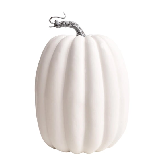Tunhigl 7.9 Inch Large Yellow Foam Pumpkin Decor for Halloween Thanksgiving Fall Tabletop Centerpiece Home Decor DIY Craft Lovers Reusable Fade-Resistant Lifelike Artificial Pumpkins White
