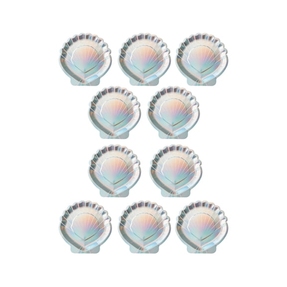 Tunhigl 7-Inch Colorful Shell-Shaped Disposable Paper Plates 10-Pack for Summer Beach Parties Birthday Weddings Picnics Food-Grade Sturdy Eco-Friendly Scalloped Edge Ocean Theme Tableware