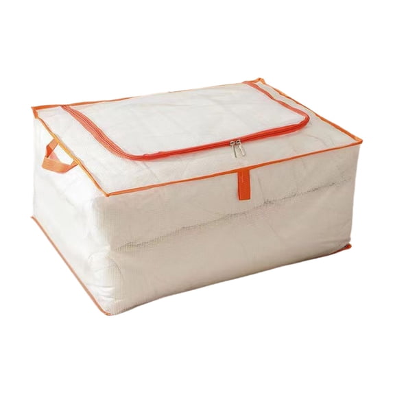 Tunhigl 90L Clear Storage Bags with Zipper and Handle for Clothes Heavy Duty Plastic Blanket Clothes Moving Bags Cloth Bins for Blanket Comforter Clothing, L