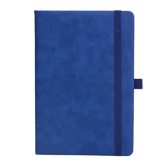 Tunhigl A5 Hardcover Strap Notebook 200pg Thick Paper, PU Leather Elastic Closure, Inner Pocket & Ribbon Bookmark, Lined Journal for School Office Journaling Gift Dark Blue