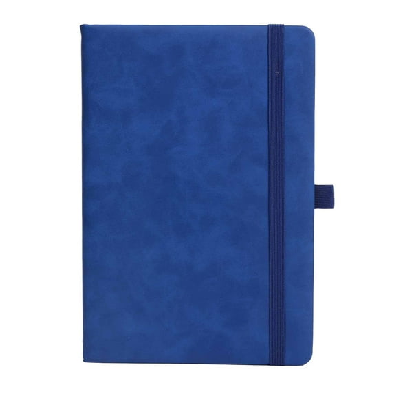 Tunhigl A5 Hardcover Strap Notebook 200pg Thick Paper, PU Leather Elastic Closure, Inner Pocket & Ribbon Bookmark, Lined Journal for School Office Journaling Gift Blue