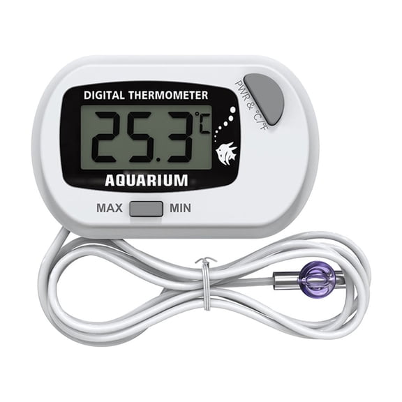 Tunhigl Accurate Digital Aquarium Thermometer -38℉-158℉, Waterproof Probe w/ Suction Cups, Easy-Read LCD Fish Tank Temp Gauge, Reptile Turtle Habitat, Marine Freshwater Vivarium White