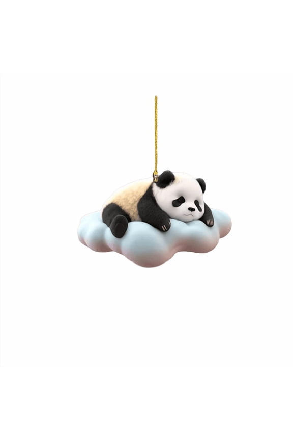 Adorable Acrylic Panda Keychain Pendant Durable Space Saving Car Mirror Decor Perfect Gift for Women Men Kids Christmas Birthday Holiday Year Round Panda Lovers Black