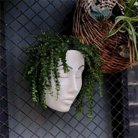Tunhigl Artistic Resin Human Face Wall Hanging Planter Outdoor Indoor Garden Decor Durable Planter for Succulents Perfect Halloween Housewarming Gift for Plant Lovers DIY Enthusiasts White
