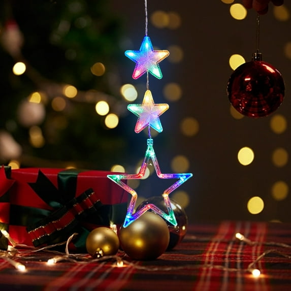 Tunhigl Battery Powered Christmas Window Lights, LED Sucker Lamp Decorations for Indoor Outdoor Xmas Tree Fireplace Holiday Decor with Suction Cups White