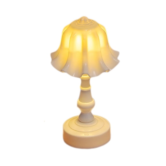 Tunhigl Bluebells Decorative Table Lamp for Bedroom, Battery-Powered Flameless Night Light with Orchid Flower Style, Compact Desktop Ornament in Light Blue, White, or Pink White