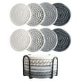 thumbnail image 1 of Tunhigl Boho Style Drink Mats Set of 8 - Absorbent Coffee Cup Coasters with Holder for Home Decor, Ideal Gift for Kitchen, Dining Table, and More Gray, 1 of 4