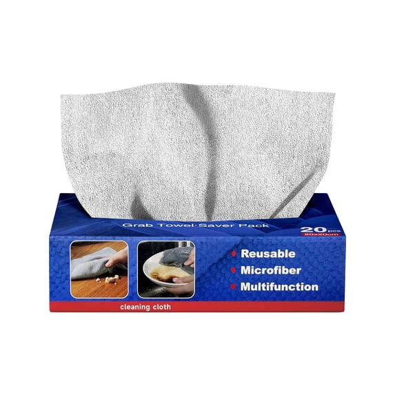 Tunhigl Boxed Thickened Lazy Kitchen Cleaning Wipes, 20 Tablets per Box, 11in Pull-Out Washable Reusable Wet & Dry Dual Use Dish Cloths