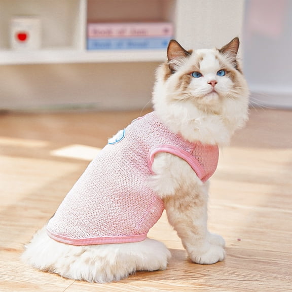 Tunhigl Breathable Lace Sleeveless Pet Shirt for Small Medium Dogs Cats Colorful Stretchable Comfortable All-Season Daily Outdoor Wear Fashion Pet Apparel Easy to Put On Take Off Pink