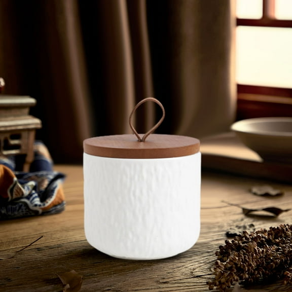 Tunhigl Ceramic Tea Pot & Coffee Bean Storage Jar - Airtight Kitchen Grain Container with Natural Texture & Slip-Resistant Base Matte White