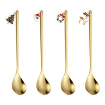 Tunhigl Christmas Stainless Steel Spoon Set - Cute Festive Doll Design Dessert Spoons & Forks, Durable Tableware Gift for Holiday Celebrations