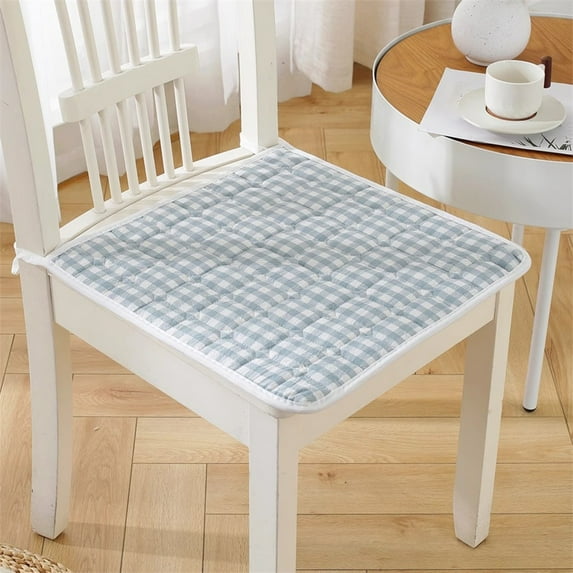 Tunhigl Comfy Cotton Seat Cushion with Anti-Slip Straps - All-Season Soft Padding for Office, Dining, and Camping Chairs Light blue