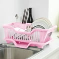 thumbnail image 1 of Tunhigl Compact Kitchen Sink Storage Rack - Organize Bowls, Plates, Knife, Fork, Spoon, Chopsticks & More with Space-Saving Bowl Box Organizer Pink, 1 of 5