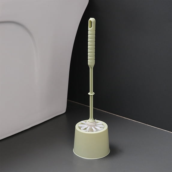 Tunhigl Compact Toilet Brush with Base - Ergonomic Handle, Soft 360° Bristles, Anti-Splash Holder, Space-Saving Corner Storage, Rust-Proof Plastic, Tub & Sink, Home Bathroom RV Dorm Use Green