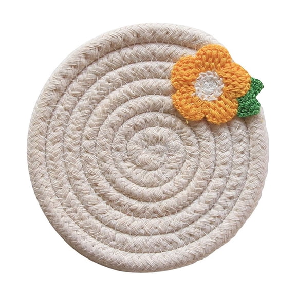 Tunhigl Cotton Rope Coaster, Handmade Woven Absorbent Heat Resistant Cup Mat, Boho Decor for Home Coffee Table