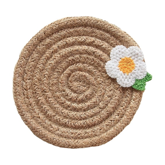 Tunhigl Cotton Rope Coaster, Handmade Woven Absorbent Heat Resistant Cup Mat, Boho Decor for Home Coffee Table