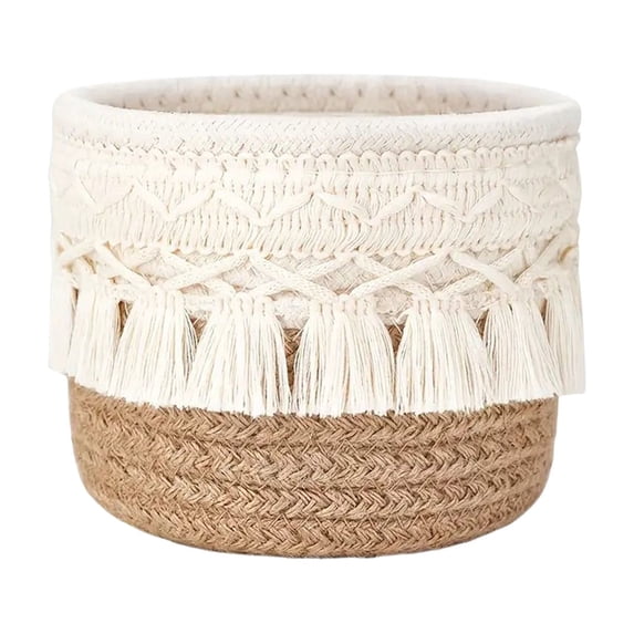Tunhigl Cotton Rope Woven Storage Basket, Multi-Purpose Household Organizer Bin for Bedroom Living Room Sundries
