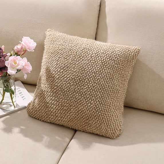Tunhigl Cozy Acrylic Knit Pillow Cover for Bed or Sofa - Solid Color Decorative Throw Pillow Case, Standard Size 18x18 Inches Khaki