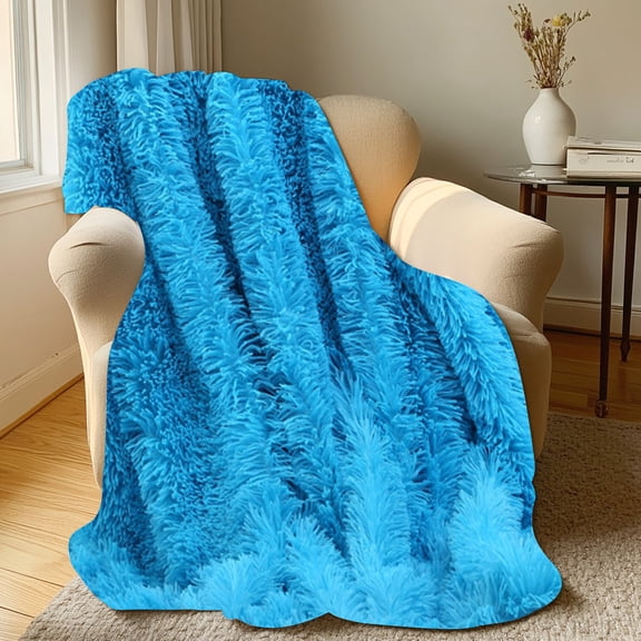 Tunhigl Cozy Reversible Velvet Throw Blanket White 47x31 Inch Ultra Soft for Couch Sofa Bed Machine Washable Winter Holiday Gift Home Decor Sky Blue