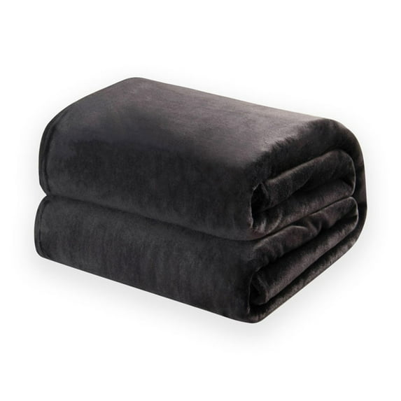 Tunhigl Cozy Solid Color Flannel Throw Blanket - Ultra-Soft Polyester Velvet Plush Blanket for Sofa, Bed, Living Room - Perfect Home Decor Gift for Women, Men, All Seasons Black