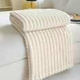 thumbnail image 1 of Tunhigl Cream Cozy Fleece Throw Blanket for Sofa - Soft Warm Reversible Blanket for Holiday Gift, Winter Home Decor & Year-Round Comfort White, 1 of 7
