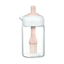 Tunhigl Creative Glass Oil Bottle With Brush - Multifunctional Kitchen Vinegar & Oil Dispenser with High-Temperature Resistant Silicone Brush - Easy Pour Spout & Adjustable Oil Control Pink