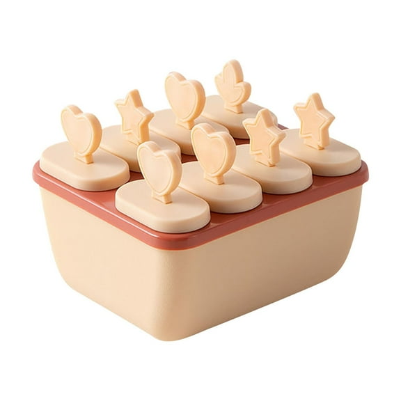 Tunhigl Creative Large Capacity 8 Popsicle Molds - Reusable DIY Ice Cream & Popsicle Maker with 8 Sticks - Food Grade PP Plastic Beige