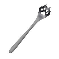 Tunhigl Cute 304 Stainless Steel Coffee Spoon - Tea Stirring Mug Spoon with Unique Claw Dog Design, Hollowed Out for Kitchen, Bar, and Party Use Black