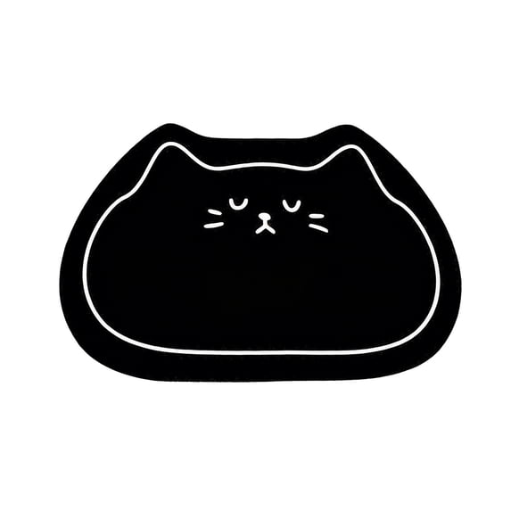 Tunhigl Cute Anti-Slip Mat 16x24in for Bathroom Kitchen Moisture Absorbing Non-Slip Rug Black