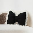thumbnail image 1 of Tunhigl Cute Bow Shaped Pillow for Sofa and Bed - Lumbar Support Backrest Cushion in Pink and White for Home and Car Decoration Black, 1 of 7