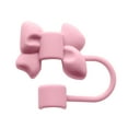 thumbnail image 1 of Tunhigl Cute Bow Silicone Straw Cover - Splash Proof, Reusable, Food Grade Straw Topper for Water Bottles (0.4in Diameter) Pink, 1 of 9