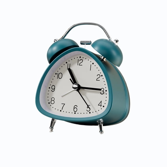 Tunhigl Cute Triangle Twin Bell Analog Alarm Clock, Silent Non-Ticking with Loud Wake-Up Bell, 4 Colors