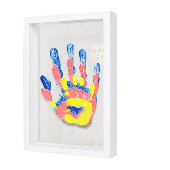 Tunhigl DIY Handprint Kit for Family & Couples - Customizable Handprint Photo Frame with 4 Colors, Perfect for Birthdays, and Keepsake Gifts White