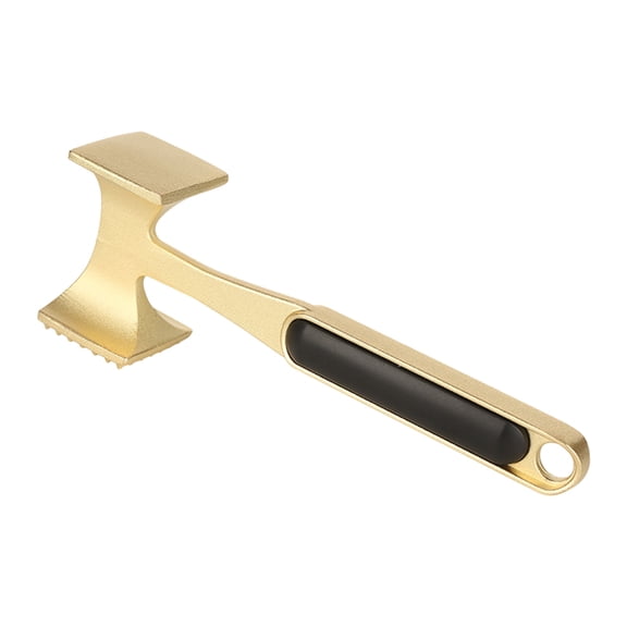 Tunhigl Dual-Sided Meat Tenderizer Hammer, Textured & Smooth Metal Mallet, Kitchen Hammer for Steak & Chicken, Easy-Hang Handle, Rust-Proof Heavy-Duty Pounder, BBQ & Grill Tool, Kitchen Gadgets Gold