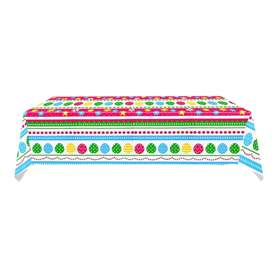 Tunhigl Easter Tablecloth Rectangle 72x54 Inches Festive Plastic Table Cover for Spring Holiday Parties and Dining Table Decor