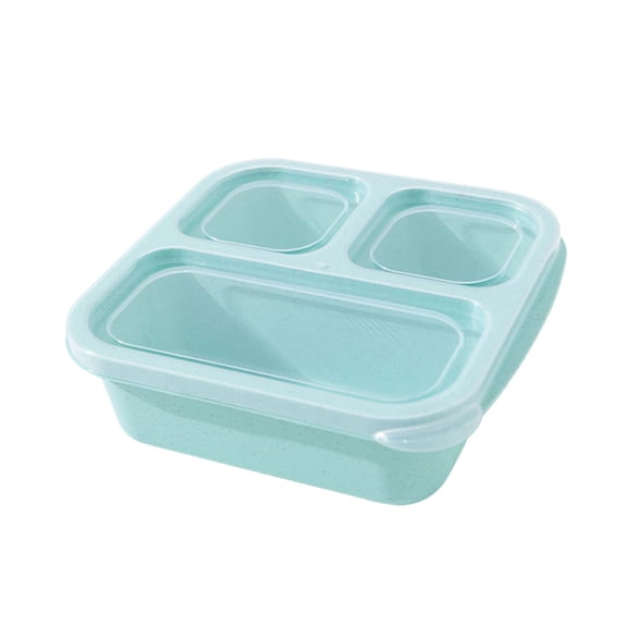 Tunhigl Eco-Friendly 3-Compartment Bento Box for Meal Prep, College & Travel - Reusable, Microwave & Dishwasher Safe Snack Containers Green