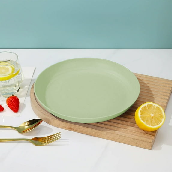 Tunhigl Eco-Friendly Shatterproof Plastic Dinner Trays | Reusable Microwave & Dishwasher Safe Plates for Camping, Kitchens, Parties & Picnics Green