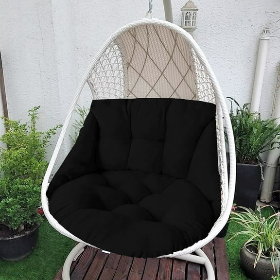 Tunhigl Egg Chair Cushion - Thickened Basket Swing Pad, Soft Breathable Fabric, Non-Slip Bottom, Washable Cover, Indoor/Outdoor Patio Garden Hanging Chair Pillow Black